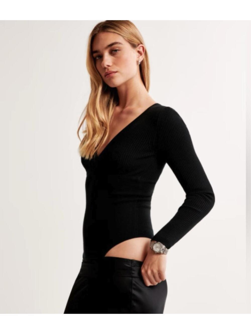 Abercrombie & Fitch Ribbed Long Sleeve Body Suit - Women Small